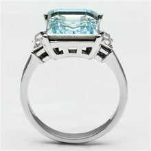 Load image into Gallery viewer, TK1862 - High polished (no plating) Stainless Steel Ring with Top Grade Crystal  in Sea Blue