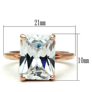 TK1863 - IP Rose Gold(Ion Plating) Stainless Steel Ring with AAA Grade CZ  in Clear