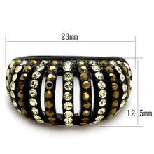 Load image into Gallery viewer, TK1865 - IP Black(Ion Plating) Stainless Steel Ring with Top Grade Crystal  in Multi Color