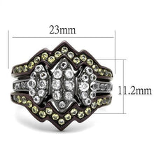 Load image into Gallery viewer, LOTK1869LJ - IP Light Black (IP Gun) &amp; IP Dark Brown (IP coffee) Stainless Steel Ring with CZ  in Clear