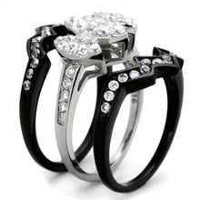 Load image into Gallery viewer, TK1869 - Two-Tone IP Black (Ion Plating) Stainless Steel Ring with AAA Grade CZ  in Clear