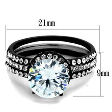 Load image into Gallery viewer, TK1870 - Two-Tone IP Black (Ion Plating) Stainless Steel Ring with AAA Grade CZ  in Clear