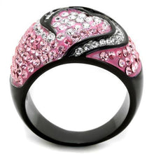 Load image into Gallery viewer, TK1871 - Two-Tone IP Black (Ion Plating) Stainless Steel Ring with Top Grade Crystal  in Light Rose