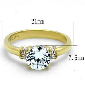 TK1877 - IP Gold(Ion Plating) Stainless Steel Ring with AAA Grade CZ  in Clear