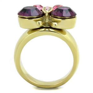 TK1889 - IP Gold(Ion Plating) Stainless Steel Ring with Top Grade Crystal  in Amethyst