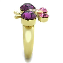 Load image into Gallery viewer, TK1889 - IP Gold(Ion Plating) Stainless Steel Ring with Top Grade Crystal  in Amethyst