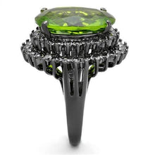 Load image into Gallery viewer, TK1892LJ - IP Light Black  (IP Gun) Stainless Steel Ring with Synthetic Synthetic Glass in Peridot