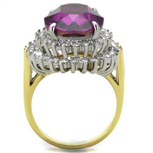 Load image into Gallery viewer, TK1892 - Two-Tone IP Gold (Ion Plating) Stainless Steel Ring with Top Grade Crystal  in Amethyst