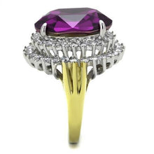 Load image into Gallery viewer, TK1892 - Two-Tone IP Gold (Ion Plating) Stainless Steel Ring with Top Grade Crystal  in Amethyst