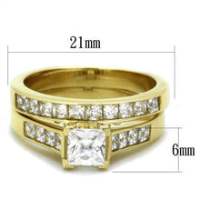 Load image into Gallery viewer, TK1895 - IP Gold(Ion Plating) Stainless Steel Ring with AAA Grade CZ  in Clear