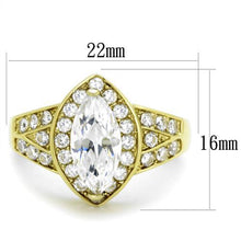 Load image into Gallery viewer, TK1896 - IP Gold(Ion Plating) Stainless Steel Ring with AAA Grade CZ  in Clear