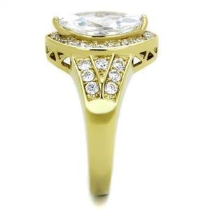 TK1896 - IP Gold(Ion Plating) Stainless Steel Ring with AAA Grade CZ  in Clear