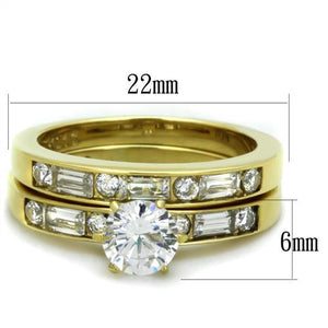 TK1897 - IP Gold(Ion Plating) Stainless Steel Ring with AAA Grade CZ  in Clear