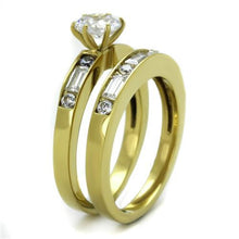 Load image into Gallery viewer, TK1897 - IP Gold(Ion Plating) Stainless Steel Ring with AAA Grade CZ  in Clear