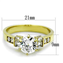 Load image into Gallery viewer, TK1898 - IP Gold(Ion Plating) Stainless Steel Ring with AAA Grade CZ  in Clear