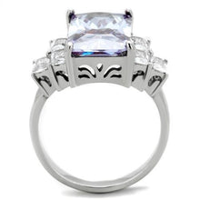 Load image into Gallery viewer, TK1904 - High polished (no plating) Stainless Steel Ring with AAA Grade CZ  in Light Amethyst