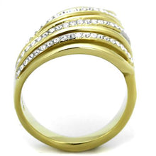 Load image into Gallery viewer, TK1909 - Two-Tone IP Gold (Ion Plating) Stainless Steel Ring with Top Grade Crystal  in Clear