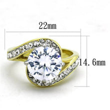 Load image into Gallery viewer, TK1911 - Two-Tone IP Gold (Ion Plating) Stainless Steel Ring with AAA Grade CZ  in Clear