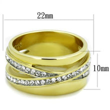 Load image into Gallery viewer, TK1914 - Two-Tone IP Gold (Ion Plating) Stainless Steel Ring with Top Grade Crystal  in Clear