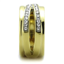 Load image into Gallery viewer, TK1914 - Two-Tone IP Gold (Ion Plating) Stainless Steel Ring with Top Grade Crystal  in Clear