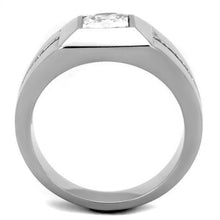 Load image into Gallery viewer, TK1916 - High polished (no plating) Stainless Steel Ring with AAA Grade CZ  in Clear