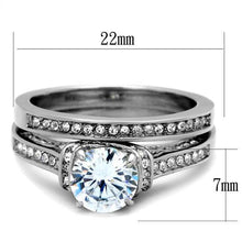 Load image into Gallery viewer, TK1919 - High polished (no plating) Stainless Steel Ring with AAA Grade CZ  in Clear