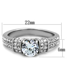 Load image into Gallery viewer, TK1921 - High polished (no plating) Stainless Steel Ring with AAA Grade CZ  in Clear