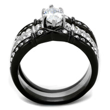 Load image into Gallery viewer, TK1922 - Two-Tone IP Black Stainless Steel Ring with AAA Grade CZ  in Clear