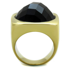 Load image into Gallery viewer, TK1925 - IP Gold(Ion Plating) Stainless Steel Ring with Synthetic Synthetic Stone in Jet