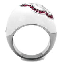 Load image into Gallery viewer, TK1927 - High polished (no plating) Stainless Steel Ring with Top Grade Crystal  in Ruby