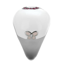 Load image into Gallery viewer, TK1927 - High polished (no plating) Stainless Steel Ring with Top Grade Crystal  in Ruby