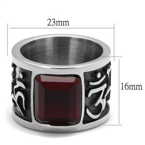 TK1964 - High polished (no plating) Stainless Steel Ring with Synthetic Synthetic Glass in Siam