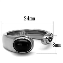 Load image into Gallery viewer, TK1971 - High polished (no plating) Stainless Steel Ring with Synthetic Onyx in Jet