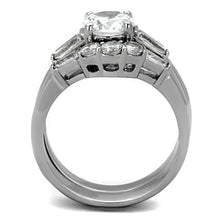 Load image into Gallery viewer, TK1W001 - High polished (no plating) Stainless Steel Ring with AAA Grade CZ  in Clear