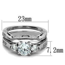 Load image into Gallery viewer, TK1W002 - High polished (no plating) Stainless Steel Ring with AAA Grade CZ  in Clear