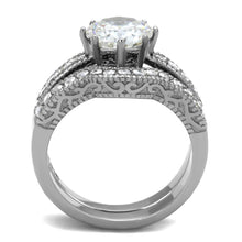 Load image into Gallery viewer, TK1W007 - High polished (no plating) Stainless Steel Ring with AAA Grade CZ  in Clear