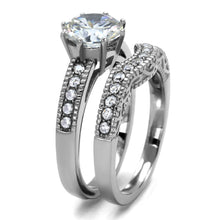 Load image into Gallery viewer, TK1W007 - High polished (no plating) Stainless Steel Ring with AAA Grade CZ  in Clear