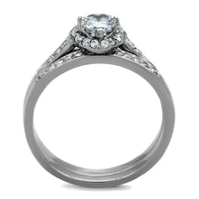 Load image into Gallery viewer, TK1W161 - High polished (no plating) Stainless Steel Ring with AAA Grade CZ  in Clear