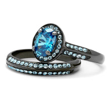 Load image into Gallery viewer, TK1W163LJ - IP Light Black  (IP Gun) Stainless Steel Ring with AAA Grade CZ  in Sea Blue