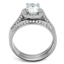 Load image into Gallery viewer, TK1W163 - High polished (no plating) Stainless Steel Ring with AAA Grade CZ  in Clear