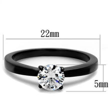 Load image into Gallery viewer, TK2013 - IP Black(Ion Plating) Stainless Steel Ring with AAA Grade CZ  in Clear