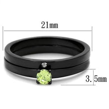 Load image into Gallery viewer, TK2015 - IP Black(Ion Plating) Stainless Steel Ring with AAA Grade CZ  in Apple Green color