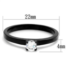 Load image into Gallery viewer, TK2016 - IP Black(Ion Plating) Stainless Steel Ring with AAA Grade CZ  in Clear