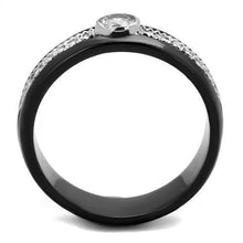 Load image into Gallery viewer, TK2019 - Two-Tone IP Black (Ion Plating) Stainless Steel Ring with AAA Grade CZ  in Clear