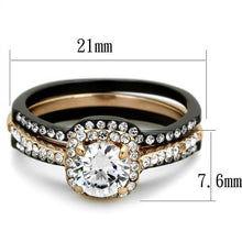 Load image into Gallery viewer, TK2020 - IP Rose Gold+ IP Black (Ion Plating) Stainless Steel Ring with AAA Grade CZ  in Clear