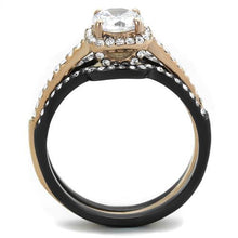 Load image into Gallery viewer, TK2020 - IP Rose Gold+ IP Black (Ion Plating) Stainless Steel Ring with AAA Grade CZ  in Clear