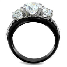 Load image into Gallery viewer, TK2021 - Two-Tone IP Black Stainless Steel Ring with AAA Grade CZ  in Clear