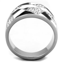 Load image into Gallery viewer, TK2024 - High polished (no plating) Stainless Steel Ring with Top Grade Crystal  in Clear