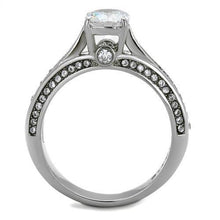 Load image into Gallery viewer, TK2026 - High polished (no plating) Stainless Steel Ring with AAA Grade CZ  in Clear