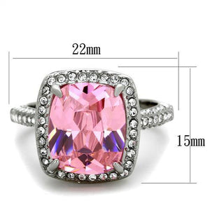 TK2027 - High polished (no plating) Stainless Steel Ring with AAA Grade CZ  in Rose